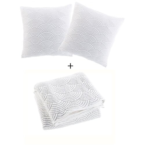 Douceur d int&amp;eacute;rieur Bel/bež komplet pregrinjala in prevleke za vzglavnik iz jerseyja 220x240 cm Cassandra &amp;ndash; Slike