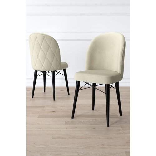 Hanah home set trpezarijskih stolica Bika 2 kom, krem tkanina Babyface, crne drvene noge Cene