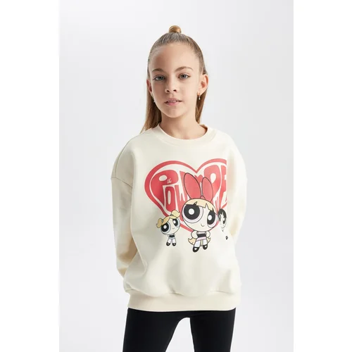 Defacto Girls Powerpuff Girls Crew Neck Soft Furry Thick Sweatshirt