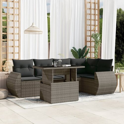 vidaXL 6-dijelni set vrtnih sofa od poliratana s jastucima sivi Cijene
