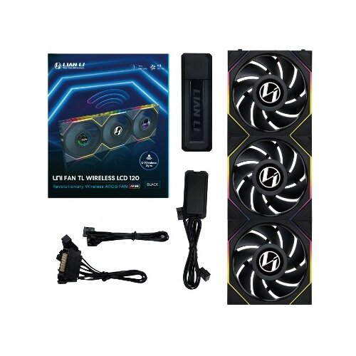 Lian Li UNI FAN TL Wireless LCD Fan, ARGB, PWM, 3-Pack incl. Controller - 120 mm, black Cijene