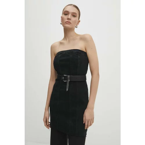 Answear Lab Traper haljina boja: crna, mini, uska