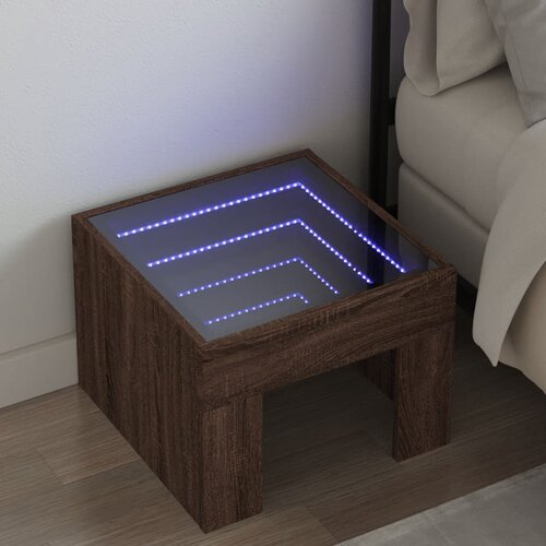 Furnova Nočna mizica z neskončnimi LED rjavi hrast 40x40x30 cm, (21926006) Slike