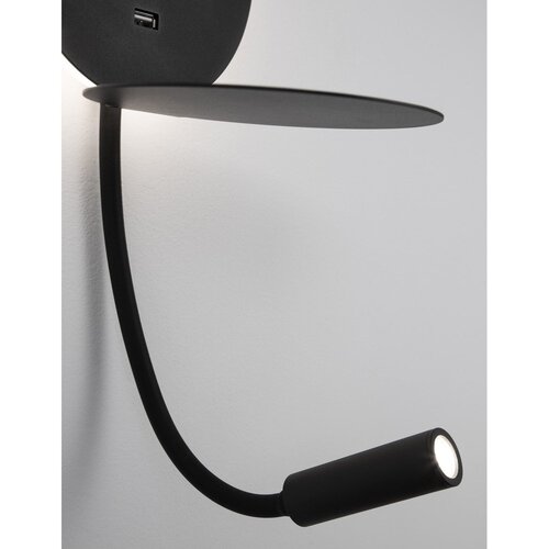 Nova Luce Črna aluminijasta LED stenska svetilka z upogljivo konstrukcijo/z USB priključkom Eclip &amp;ndash; Slike