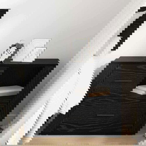 vidaXL Nočna omarica Črni hrast 60 x 36 x 45 cm Konstruiran les Cene