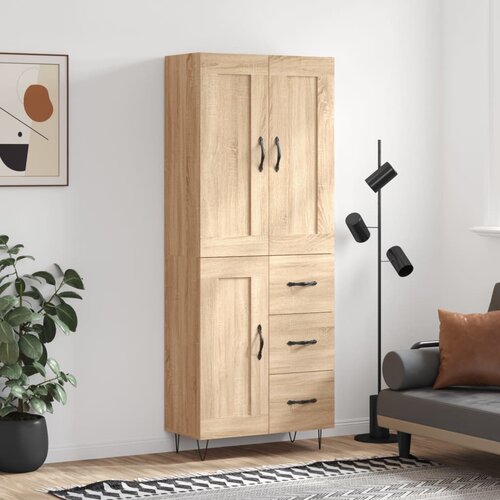 vidaXL Visoka komoda sonoma hrast 69,5x34x180 cm inženirski les Cene