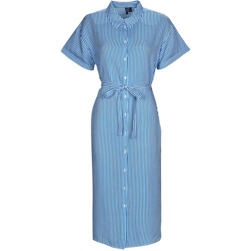 Vero Moda VMBUMPY SS CALF SHIRT DRESS NOOS Blue Slike