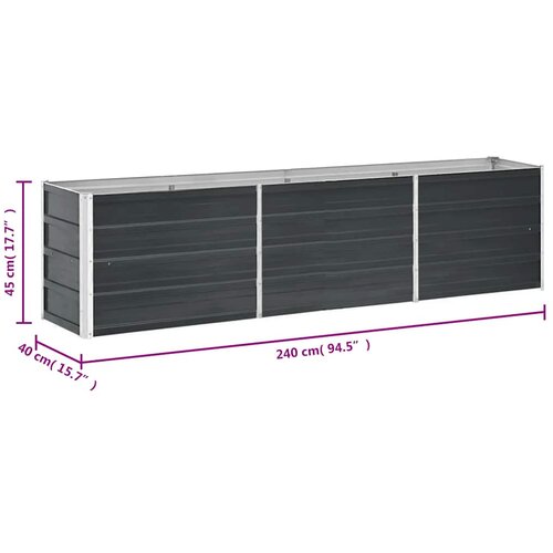  Povi&amp;scaron;ena vrtna gredica pocinčani čelik 240x40x45 cm antracit Slike