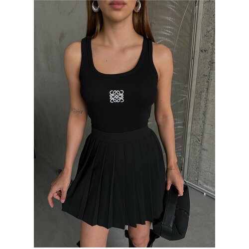 Laluvia Black Pleated Mini Skirt Slike