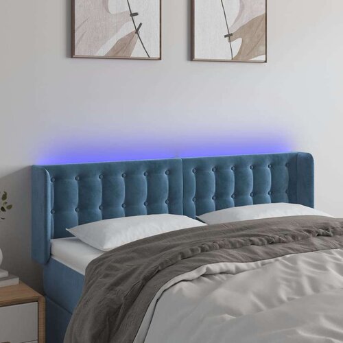 LED posteljno vzglavje temno modro 147x16x78/88 cm žamet Cene