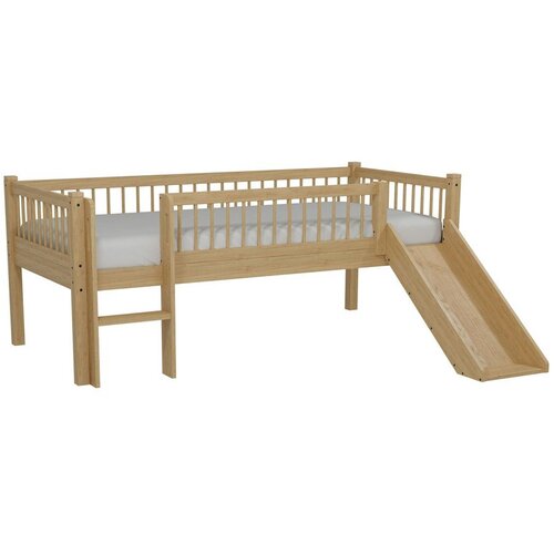 Vipack Podignuti dječji krevet od masivne bukve s toboganom s podnicom 90x200 cm u prirodnoj boji Forrest &amp;ndash; Slike