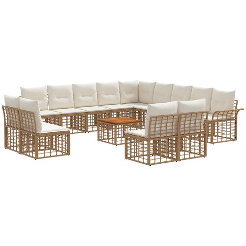  Set vanjskih sofa 14 kom. Prirodna i krema bijela Poliester Slike