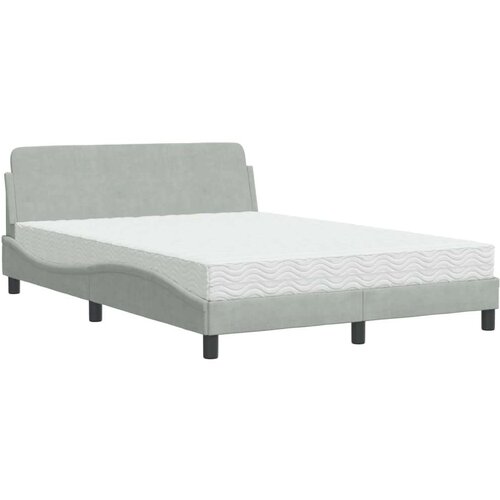 VidaXL krevet s madracem svjetlosivi 140x190 cm bar&amp;scaron;unasti Slike