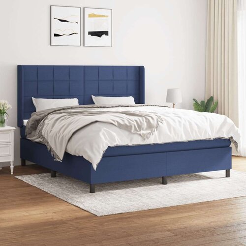  Box spring postelja z vzmetnico modra 160x200 cm blago, (20894745) Cene