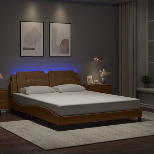 Furnova Posteljni okvir z LED lučkami kapučino 160x200 cm umetno usnje, (21939671) Slike