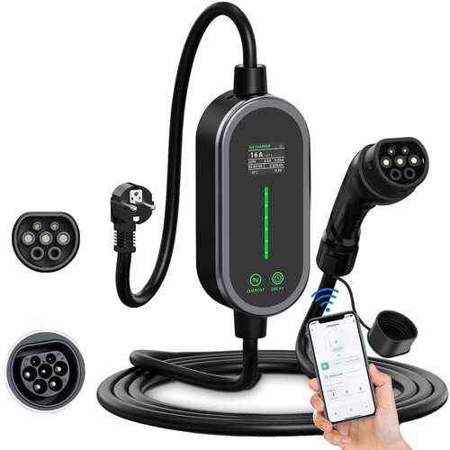 AFYEEV Prenosni EV polnilec, Wi-Fi in Bluetooth nadzor, prilagodljiv tok 6A-16A, Type2 z aplikacijo 5m, TYPE2, (5000161530) Cene