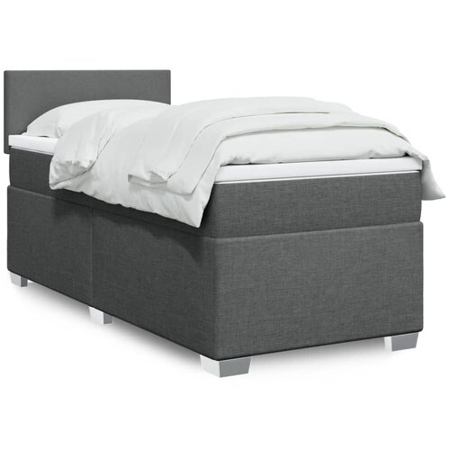 vidaXL Box spring postelja z vzmetnico temno siva 100x200 cm blago Cene