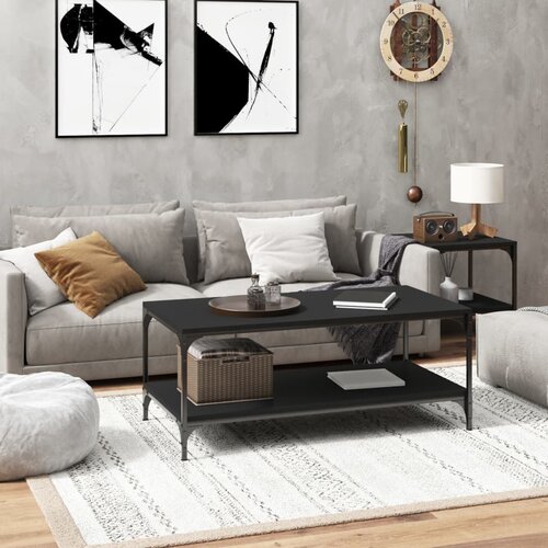 vidaXL Klubska mizica črna 100x50x40 cm inženirski les Cene