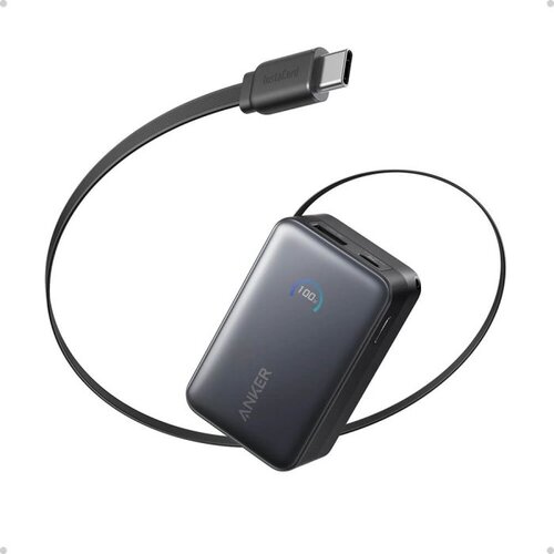 Anker Nano Power Bank 10000 mAh, 45W z vgrajenim USB-C kablom, črn Slike