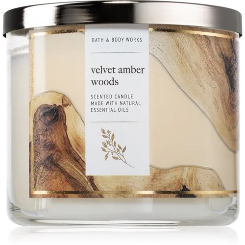 Bath & Body Works Velvet Amber Woods mirisna svijeća 411 g