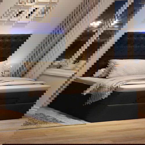 vidaXL Otomanski posteljni okvir z vzmetnicami črn 120x190cm žamet Cene