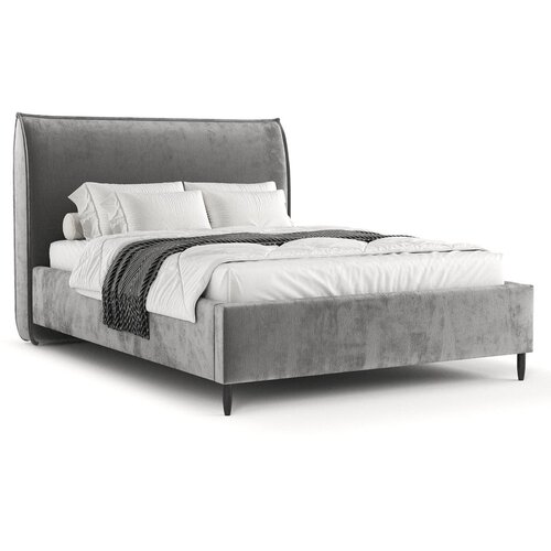 Maison de R&amp;ecirc;ve Sivi tapecirani bračni krevet s prostorom za odlaganje s podnicom 180x200 cm Shell &amp;ndash; Slike