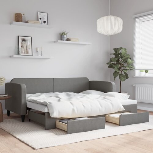 VidaXL Izvlečna dnevna postelja s predali temno siva 80x200 cm blago Slike