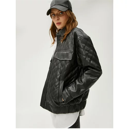 Koton Leather Look Quilted Jacket