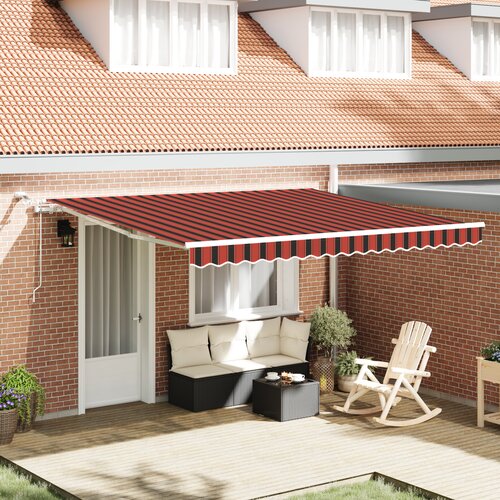VidaXL Avtomatska retraktibilna tenda z LED oranžno in rjavo 400x300 cm Slike