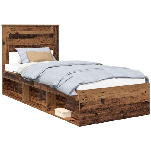  Okvir za krevet s uzglavljem Staro drvo 100 x 200 cm Slike