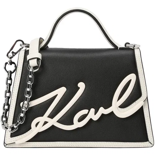 Karl Lagerfeld Ročna torbica črna / off-bela