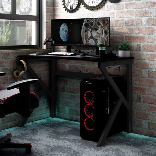 vidaXL Gaming miza z nogami K-oblike črna 110x60x75 cm