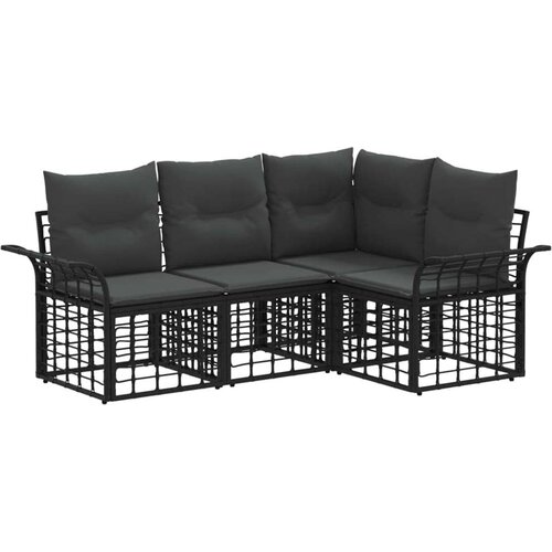  Set vanjskih sofa s jastukom 4 pcs Crna i tamno siva Poliester Cijene