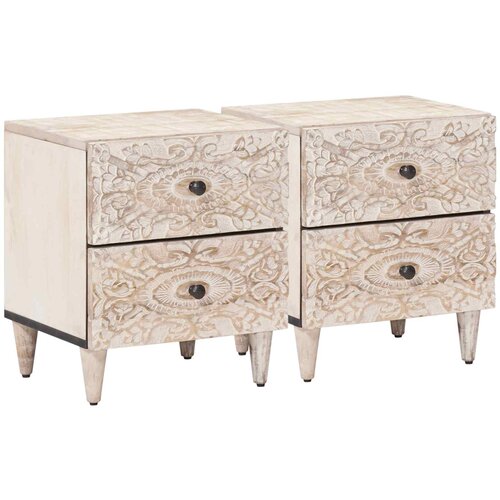  Noćni ormar 2 pcs Bijelo 40 x 33,5 x 46 cm Čvrsto drvo manga Cijene