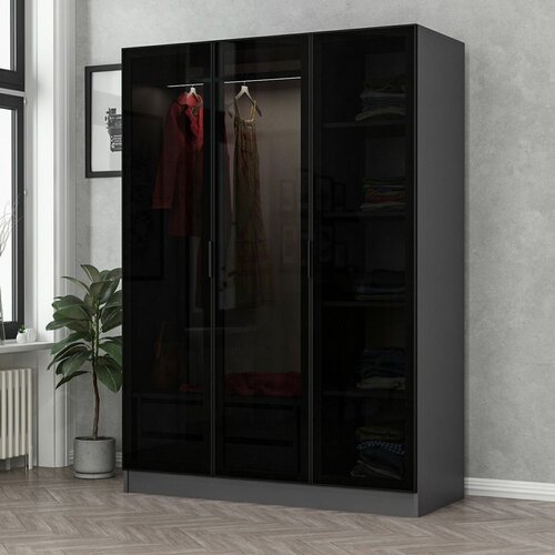 Woody Fashion Ormar Kale Anthracite 135x210x52cm Crni Cene