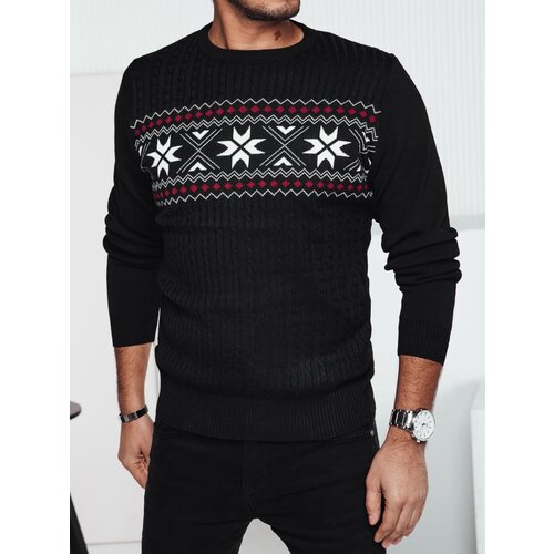 DStreet Sweter męski w śnieżynki czarny Slike