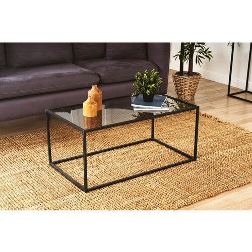 Hanah home Lizbon - Smoked Glass Black Coffee Table Slike