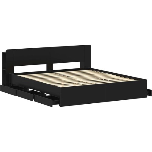  Okvir kreveta s pohranom Crna 180 x 200 cm Konstruirano drvo Slike