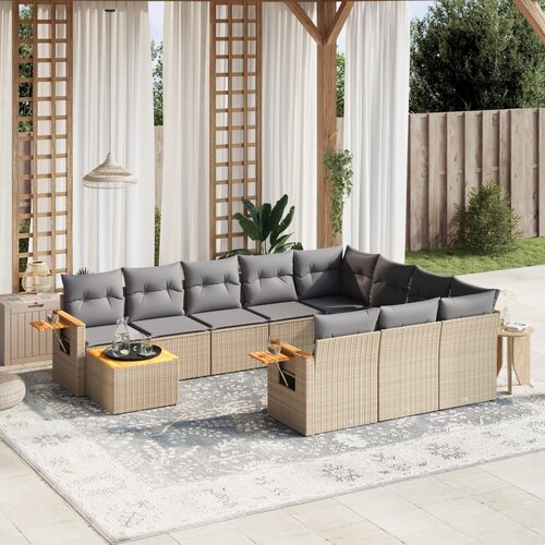 vidaXL 11-dijelni set vrtnih sofa od poliratana s jastucima bež Cijene