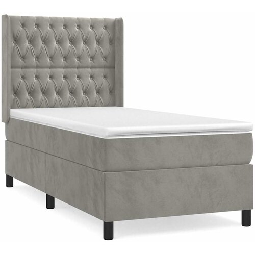 Box spring krevet s madracem svjetlosivi 90x190 cm bar&amp;scaron;unasti Slike