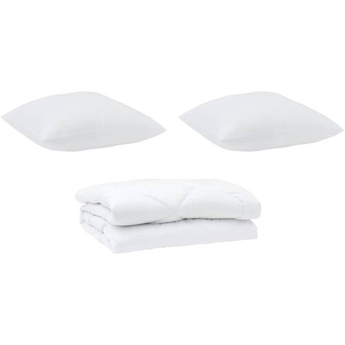 vidaXL Prevleka s blazinami z blazino 3 pcs Bela Mikrofibra, (5000065377) Cene