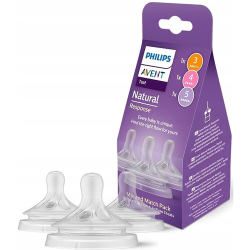 Avent cucelj silikon Natural Response, multipak, Flow 3, 4, 5 Slike