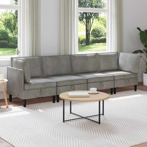  Set namještaja za dnevni boravak 4 pcs Svjetlosiva Baršun Cene