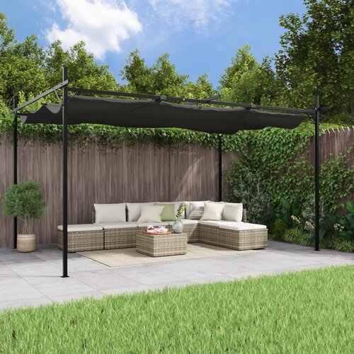 vidaXL Pergola s pomično streho antracitna 395x292x230 cm Cene