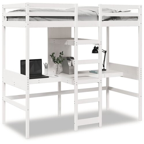 vidaXL Okvir kreveta na kat sa stolom i policama 90 x 200 cm borovina Cijene