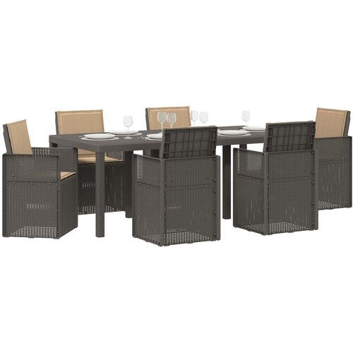  Vrtni set za objed s jastukom 7 pcs Svijetlosiva i taupe PP Slike