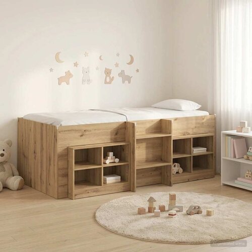  Loft krevet s ormarom 3 kom. Konstruirano drvo 98.5 x 200 cm Slike