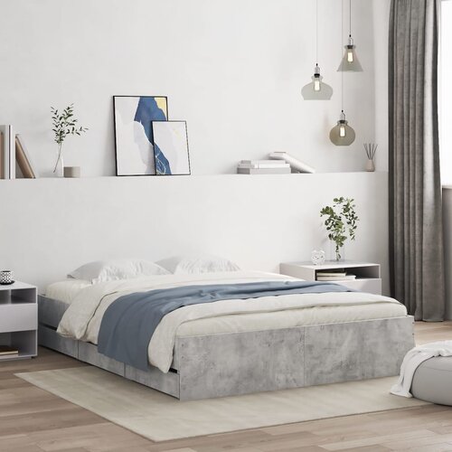 Furnova Posteljni okvir s predali betonsko siv 140x190cm inženirski les, (21936447) Slike