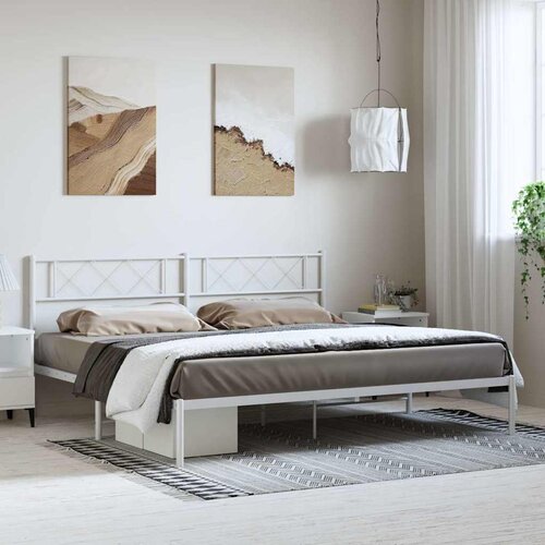  Metalni okvir za krevet s uzglavljem bijeli 193x203 cm Cijene