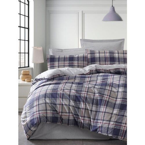 ekose - dark blue dark blue single quilt cover set (fr) Cene
